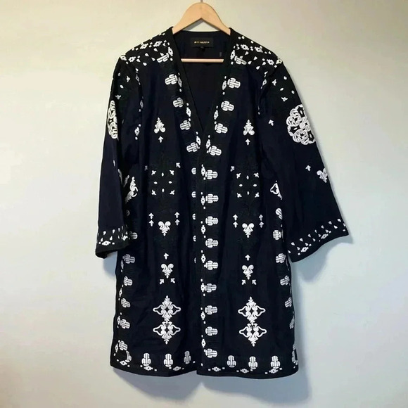 Kobi Halperin  navy black white embroidered embroidery kimono style jacket - Picture 1 of 8